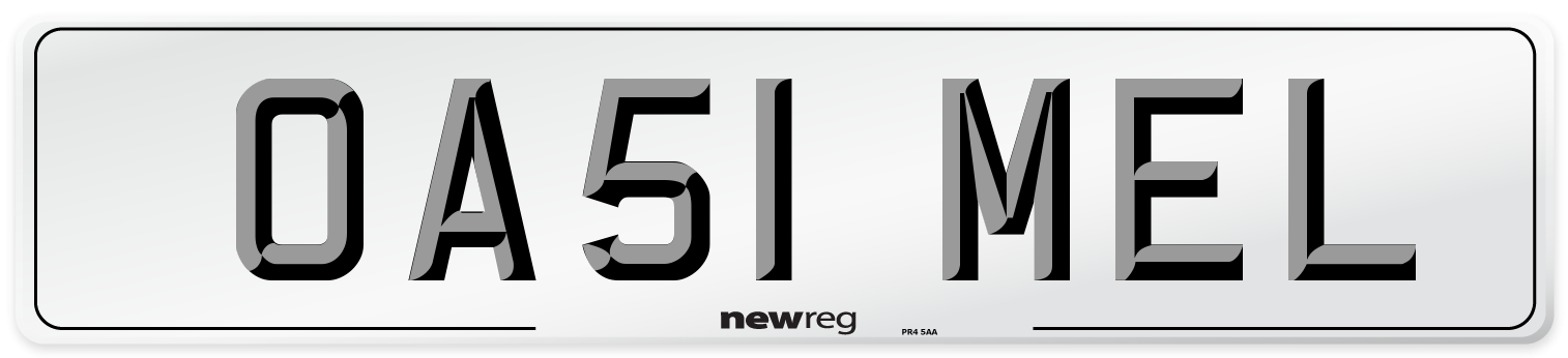OA51 MEL Number Plate from New Reg